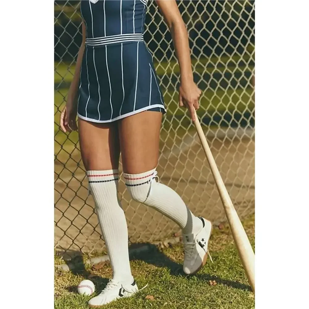 FP Movement Free People Knee High Sporty Boyfriend Tube Socks White